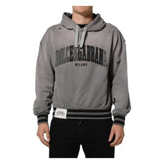 Dolce & Gabbana Graphic Hooded Sweatshirt - male - Dolce & Gabbana - Hoodies - Gray - L - Sweatshirts & Hoodies