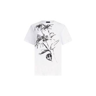 Liu Jo T-Shirts, female, White, Size: XL T-shirt in jersey di cotone con stampa floreale e strass