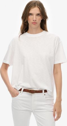 Superdry T-Shirt SUPERDRY STUDIOS CREW TEE, Damen, Gr. XXL, optic, Single Jersey, Obermaterial: 60% Baumwolle, 40% Lyocell, unifarben, relaxed fit normal, Rund