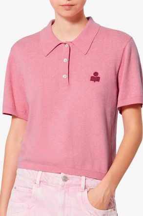 Isabel Marant Althea Short Sleeve Polo Top In Bubblegum