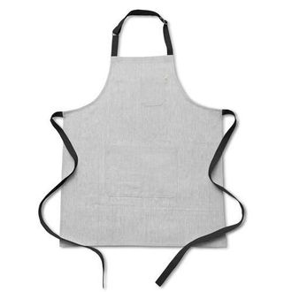 Solino Home Linen Apron 32 x 27 in for Dining Table, Holiday and Everyday Table Decor - Classic Linen Apron in Light Grey /Black at Nordstrom, Size