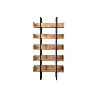 Miliboo Biblioteca Industrial Acacia Y Metal Negro L90 Cm Tao