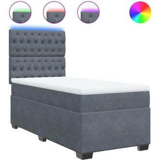 vidaXL Cama Box Spring Con Colch&oacute;n Terciopelo Gris Oscuro 100x200 Cm Vidaxl