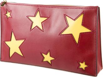 Stella McCartney Yellow Star Motif Red Leather Pouch