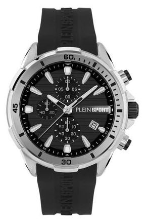 Plein Sport Impact Leather Strap Watch in Stainless Steel at Nordstrom Rack