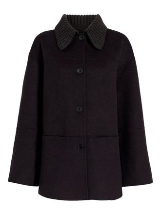 Proenza Schouler Lisa knitted-collar coat - women - Polyester/Cashmere/Wool - 10 - Brown
