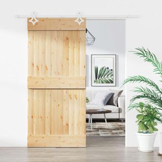 vidaXL Puerta Corredera Con Herrajes Madera Maciza De Pino 90x210 Cm Vidaxl