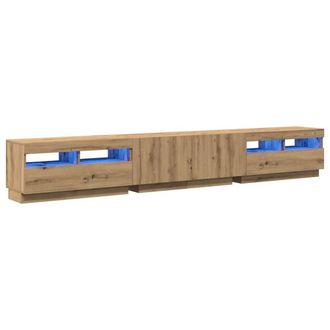 Berkfield Home TV Cabinet with LED Lights Artisan Oak 260x35x40 cm Engineered Wood in Brown | Size: 260 x 35 x 40 cm