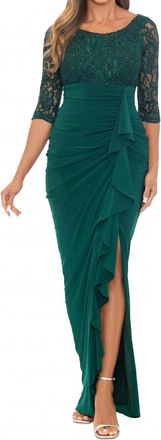 Betsy & Adam Scoop-Neck Three Quarter Sleeve Sheath Dress In Green