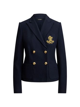 Ralph Lauren Blazer Knit Con Bottone Oro Lauren Navy
