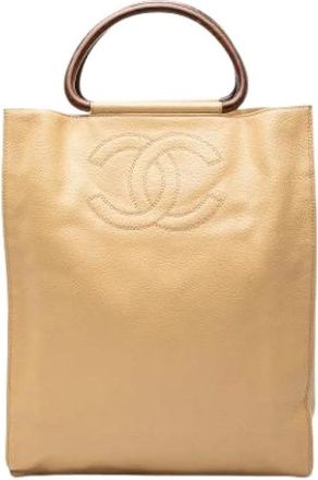 Chanel Pre-owned Tote Bags, female, Beige, Size: ONE SIZE Pre-owned Vintage Tote Bag