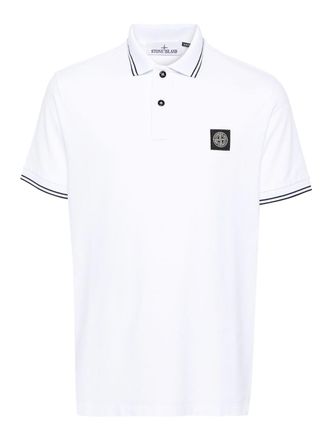 Stone Island White Polo Shirt In Cotton With Logo