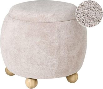 Beliani Pouffe Light Beige Boucle Upholstery with Storage Accessory Living Room Bedroom Teddy ANNABELLA