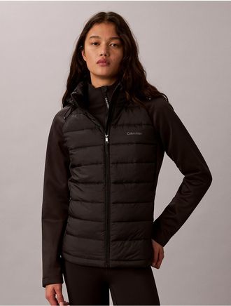 Calvin Klein Womens Mixed Media Puffer Jacket - Black - XS
