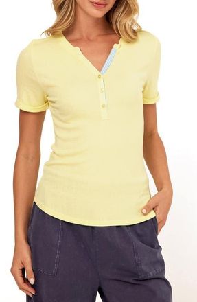 Threads 4 Thought Akia Feather Rib T-Shirt in Lemonade/High Tide at Nordstrom, Size Xx-Large