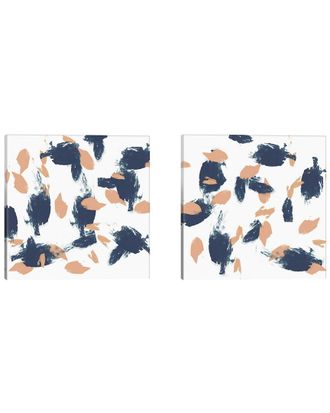 iCanvas Icanvas Blueberry & Peach Strokes Diptych Canvas Set By Jennifer Goldberger