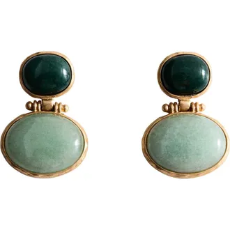 Mango Stone Drop Earrings in Green/gold at Nordstrom