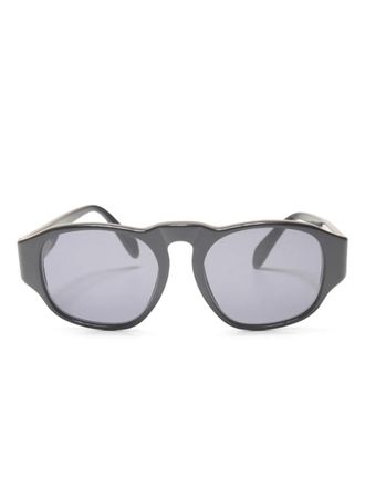 Chanel 1990s logo round-frame sunglasses - Black