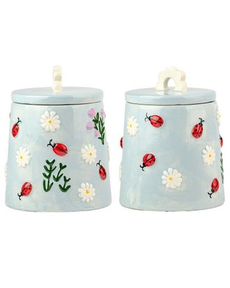 10 Strawberry Street Set Of 2 Flower Canisters