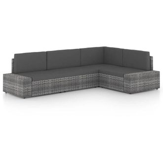 vidaXL Juego Muebles De Jard&iacute;n 4 Pzas Y Cojines Rat&aacute;n Sint&eacute;tico Gris Vidaxl