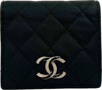 Chanel Black Grained Calfskin Wallet (Bi-Fold) (Pre-Owned)