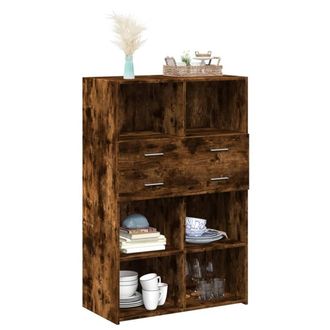 Berkfield Home Highboard Smoked Oak 80x42.5x124 cm Engineered Wood in Brown
