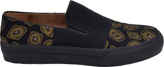 Dries Van Noten Faille and Jacquard Slip-On Sneakers in Black Canvas