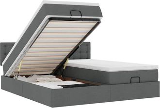 vidaXL Vidaxl - Estructura Cama Otomana Colchones Tela Gris Oscuro 200x200cm