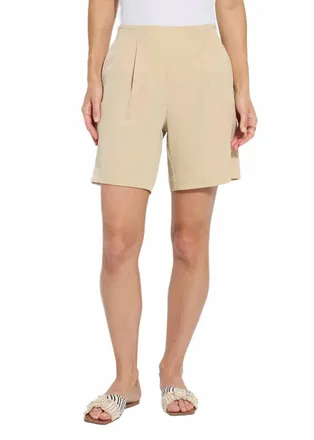 Lyss&eacute; Dia Pleated Raffia Shorts In Tan