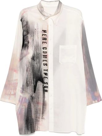 Yohji Yamamoto Camicia con stampa grafica - Toni neutri