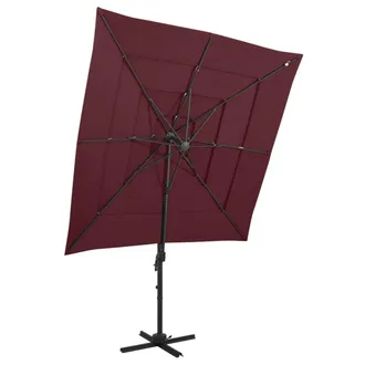 vidaXL Vidaxl - Sombrilla Jard&iacute;n 4 Niveles Palo De Aluminio Burdeos 250x250 Cm