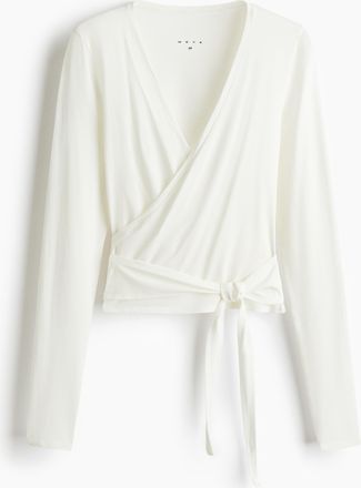 H&M Sportshirt im Wickelschnitt aus Modal - White
