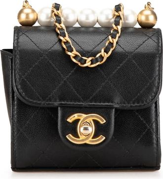 Chanel Hobo Bags - 2000-2023 Mini Goatskin Chic Pearls Clutch On Chai - Gr. unisize - in Schwarz - für Damen