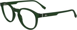 Lacoste Eyeglasses Round Full Rim, Transparent Green Frame And Clear Demo Lenses Lens L2950N301