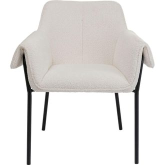Kare Design Silla con reposabrazos de poli&eacute;ster crema y acero negr