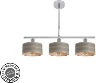 Fabrilamp Lampara Gilda 3xe14 Cromo/madera Gris Regx55x14 Cm