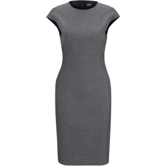 HUGO BOSS Womens Dironah Crew Neck Knee Length Sheath Dress in Open Misc - Multicolour - Size 12 UK