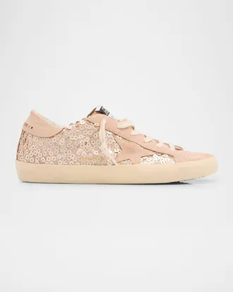 Golden Goose Super-Star Sequin Suede Low-Top Sneakers