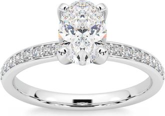 Pompeii3 Certified 2 1/4Ct Oval Diamond Engagement Ring 14k Gold Lab Grown