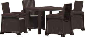 vidaXL Conjunto De Comedor De Jard&iacute;n 5 Uds. Marr&oacute;n Y Gris Claro Pp Vidaxl
