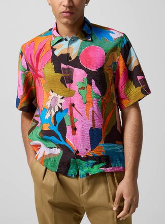Paul Smith Mens River Collage wrinkled texture abstract shirt