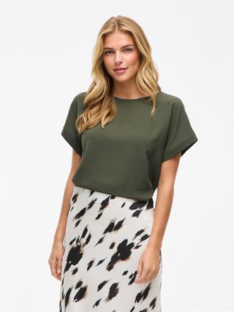 Vila Kurzarmshirt VILA VIJOSA S/S TOP - NOOS, Damen, Gr. 34, deep depths, Jersey, Obermaterial: 100% Polyester, unifarben, normal normal, Rundhals, Shirts 