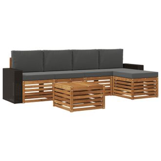 vidaXL Conjunto De Sof&aacute;s De Exterior 6 Pcs Natural Y Antracita Vidaxl