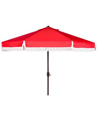 Safavieh Milan Fringe 9Ft Crank Outdoor Push Button Tilt Umbrella