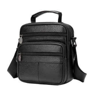Generic Compatible For Mens Shoulder Bag Simple Layer Casual(Black)
