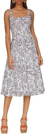 Avec Les Filles Floral Linen Blend Fit & Flare Midi Dress in Papillon at Nordstrom Rack, Size Small