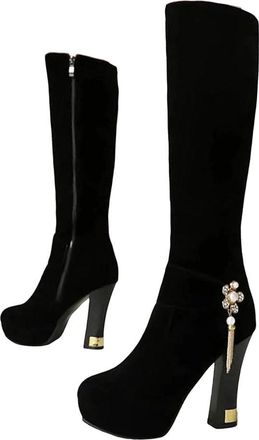 Generic Womens Knee High Boots Platform Heel Tassel Design Long Boots Party Footwear