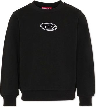 Diesel Kids Sweatshirts, male, Black, 4 Y, Oval D Crew-neck Sweatshirt