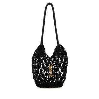 Saint Laurent Black Crochet Bucket Bag