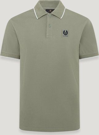 Belstaff Tipped Polo Mens Cotton Pique Sage Green Size S